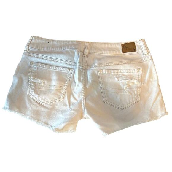 American Eagle Womens Y2K Micro Mini Short Shorts Size 4 White Distressed Preppy - Picture 2 of 8